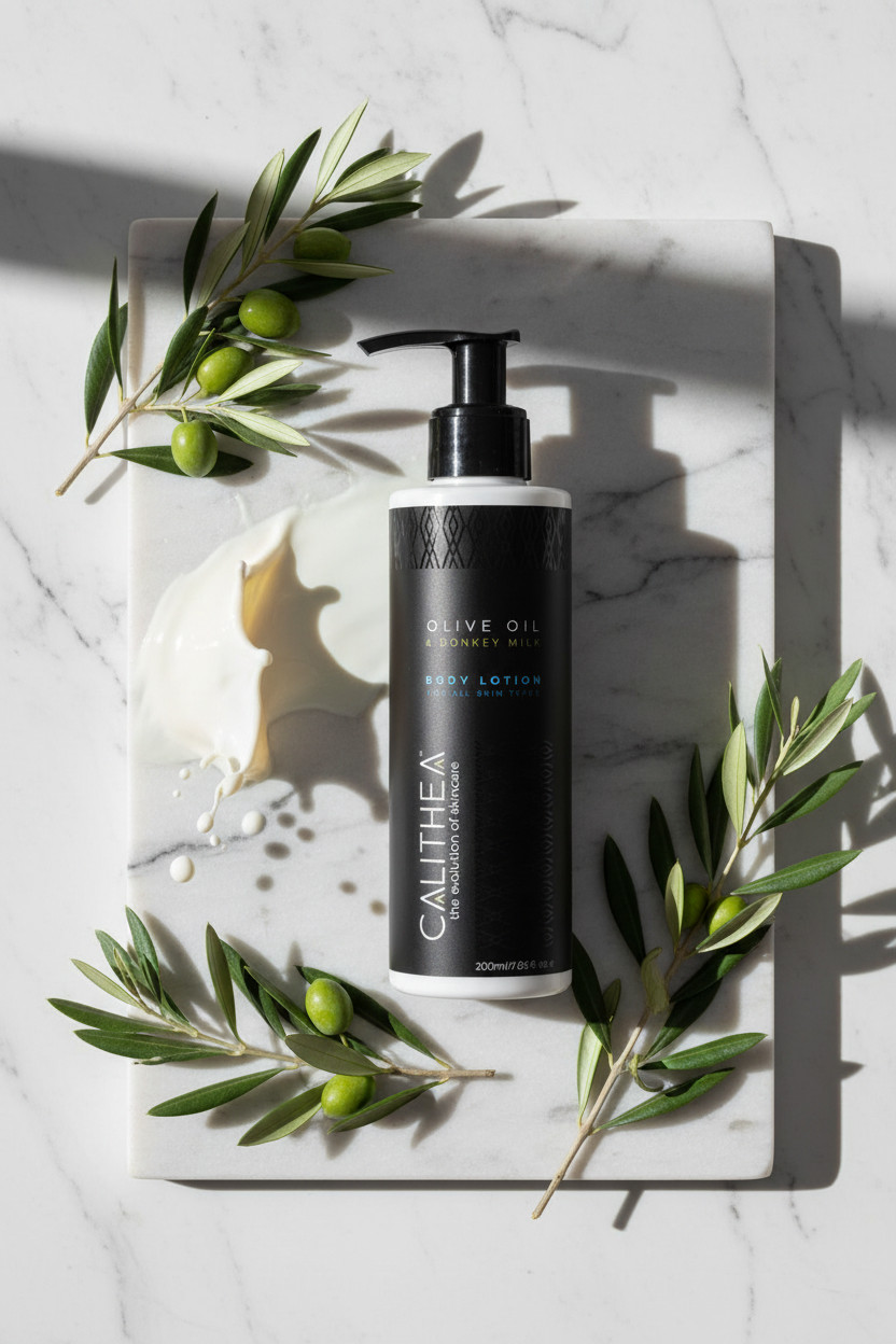 OLIVE OIL AND DONKEY MILK BODY LOTION: 97.1% NATURAL CONTENT