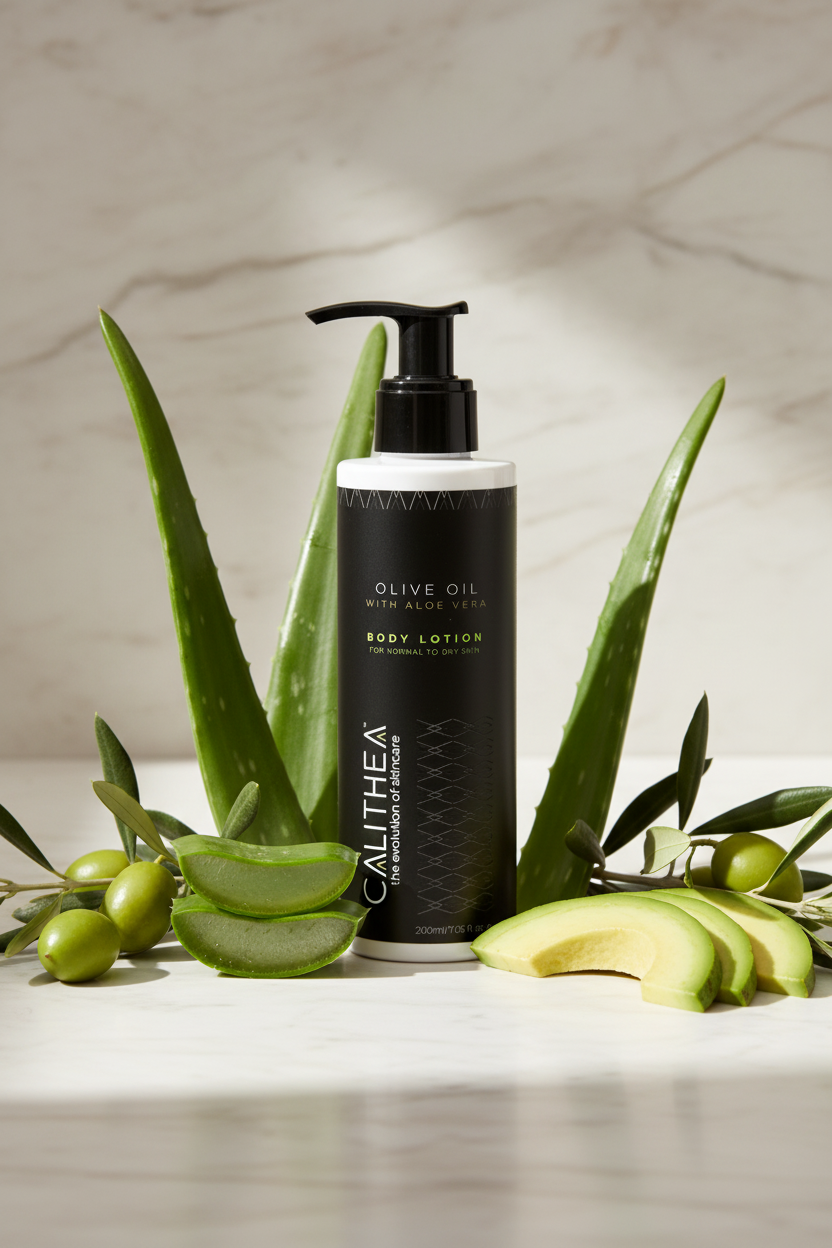 CALITHEA OLIVE OIL BODY LOTION WITH ALOE VERA: 97% NATURAL CONTENT