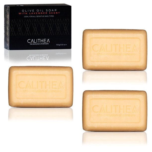 3 Pack 100% NATURAL CALITHEA OLIVE OIL SOAP WITH LAVENDER